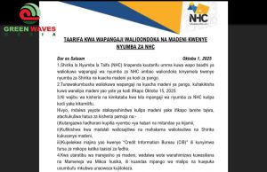 WAPANGAJI WALIOONDOKA NA MADENI NYUMBA ZA NHC WAPEWA SIKU 15 KULIPA