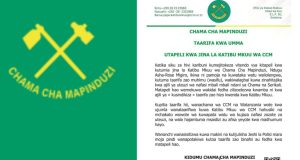 TAARIFA MUHIMU KUTOKA CHAMA CHA MAPINDUZI CCM.